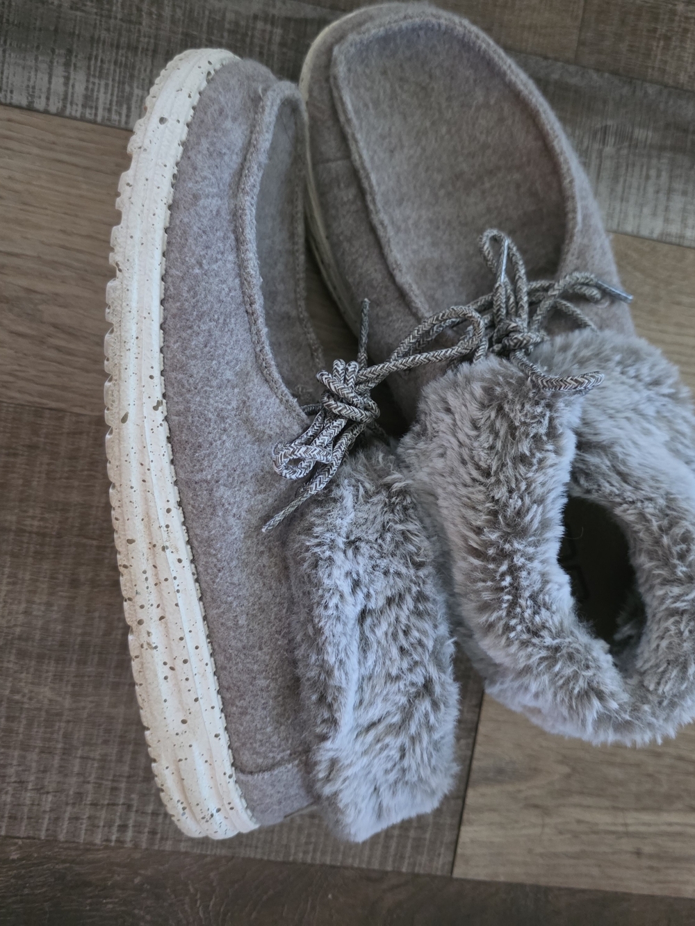 Cozy Gray Faux Fur Lined Slip-On Hey Dudes